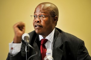 JOHANNESBURG, SOUTH AFRICA - JANUARY 12:  (SOUTH AFRICA OUT) Transnet CEO Brian Molefe speaks at the launch of Swazi Rail Link on January 12, 2012 in Johannesburg, South Africa. A boost in the regional economies is expected as the proposed 146 km link between South Africa and Swaziland will improve a transportation network that has struggled to cope with demand. (Photo by Foto24/Gallo Images/Getty Images)