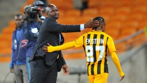 Steve Komphela, coach of Kaizer Chiefs and Pule Ekstein of Kaizer Chiefs during the 2015/16 Absa Premiership football match between Kaizer Chiefs and Golden Arrows at the FNB Stadium in Johannesburg, South Africa on November 03, 2015 ©Samuel Shivambu/BackpagePix